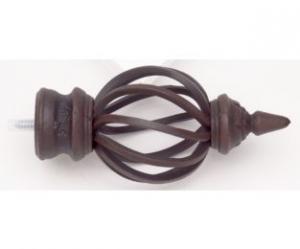 Bird Cage Finial With Plug - Rust - 777